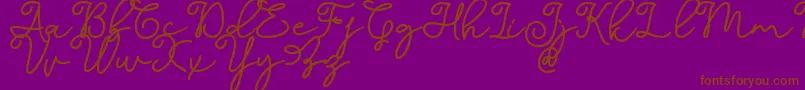フォントDinila Script DAFONT – 紫色の背景に茶色のフォント