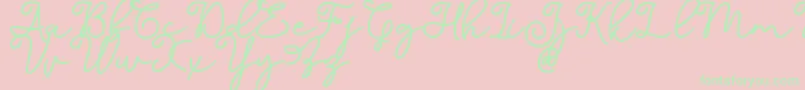 Dinila Script DAFONT-Schriftart – Grüne Schriften auf rosa Hintergrund