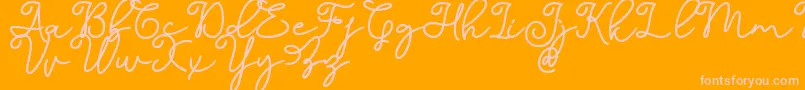 Dinila Script DAFONT-Schriftart – Rosa Schriften auf orangefarbenem Hintergrund