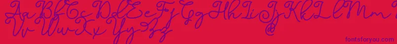 Dinila Script DAFONT-Schriftart – Violette Schriften auf rotem Hintergrund