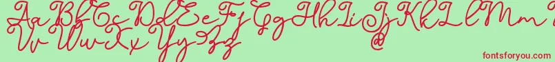 Dinila Script DAFONT Font – Red Fonts on Green Background