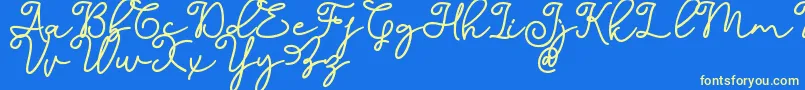 Dinila Script DAFONT Font – Yellow Fonts on Blue Background