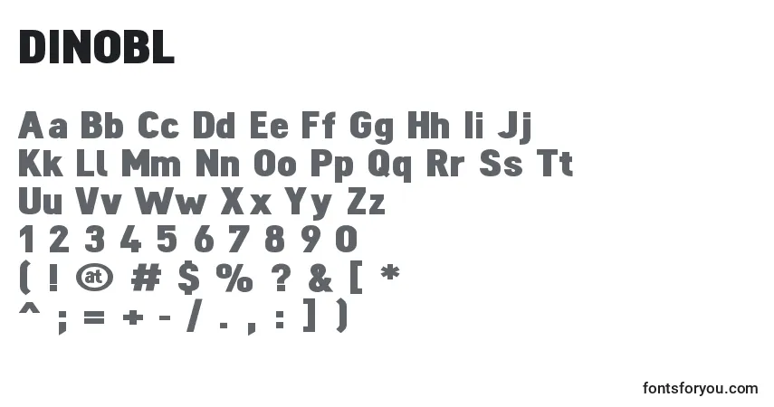 A fonte DINOBL   (125101) – alfabeto, números, caracteres especiais