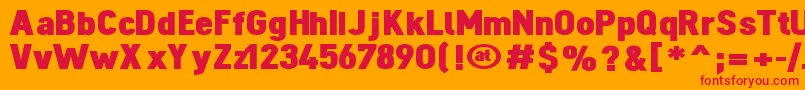 DINOBL  -Schriftart – Rote Schriften auf orangefarbenem Hintergrund