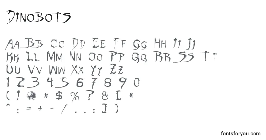 A fonte Dinobots (125102) – alfabeto, números, caracteres especiais