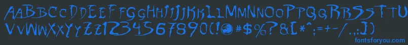 Dinobots-Schriftart – Blaue Schriften auf schwarzem Hintergrund