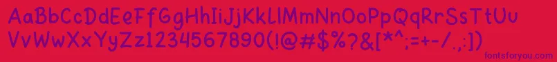 Czcionka Dinomik Semibold – fioletowe czcionki na czerwonym tle