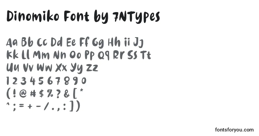 Schriftart Dinomiko Font by 7NTypes – Alphabet, Zahlen, spezielle Symbole
