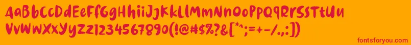 Dinomiko Font by 7NTypes-Schriftart – Rote Schriften auf orangefarbenem Hintergrund