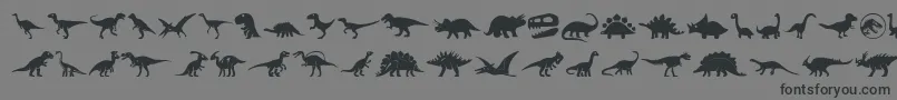 Dinosaur Icons-Schriftart – Schwarze Schriften auf grauem Hintergrund