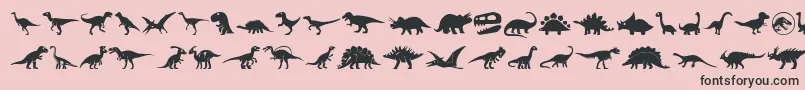 Dinosaur Icons-fontti – mustat fontit vaaleanpunaisella taustalla