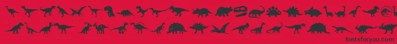 Dinosaur Icons-Schriftart – Schwarze Schriften auf rotem Hintergrund