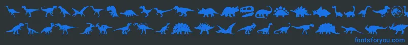 Dinosaur Icons-fontti – siniset fontit mustalla taustalla