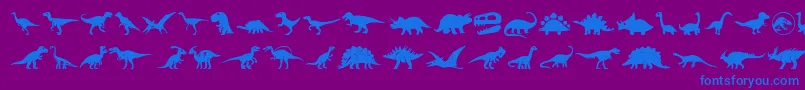 フォントDinosaur Icons – 紫色の背景に青い文字