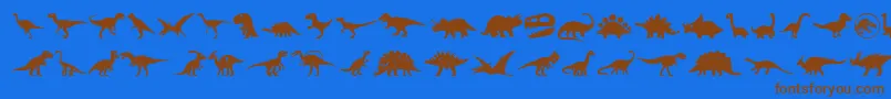 Fonte Dinosaur Icons – fontes marrons em um fundo azul