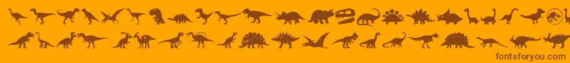 Dinosaur Icons-Schriftart – Braune Schriften auf orangefarbenem Hintergrund