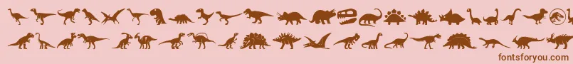 Dinosaur Icons-fontti – ruskeat fontit vaaleanpunaisella taustalla