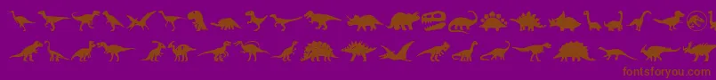 Czcionka Dinosaur Icons – brązowe czcionki na fioletowym tle