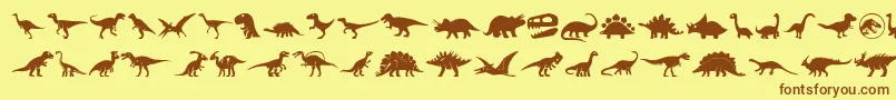 Dinosaur Icons-fontti – ruskeat fontit keltaisella taustalla