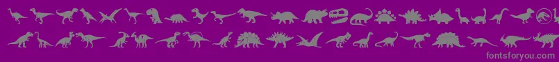 Dinosaur Icons-fontti – harmaat kirjasimet violetilla taustalla