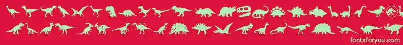 Police Dinosaur Icons – polices vertes sur fond rouge