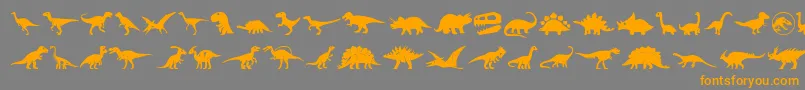 Dinosaur Icons-Schriftart – Orangefarbene Schriften auf grauem Hintergrund