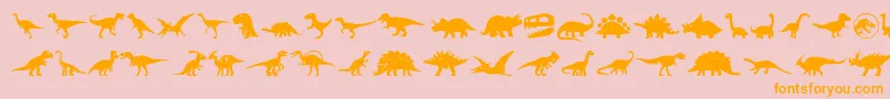 フォントDinosaur Icons – オレンジの文字がピンクの背景にあります。