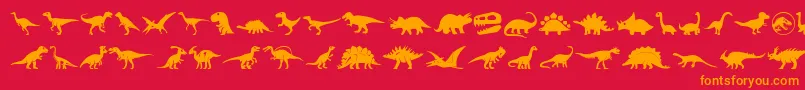 Fonte Dinosaur Icons – fontes laranjas em um fundo vermelho