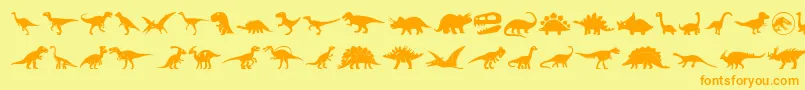 Fonte Dinosaur Icons – fontes laranjas em um fundo amarelo