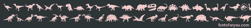 Dinosaur Icons-Schriftart – Rosa Schriften auf schwarzem Hintergrund