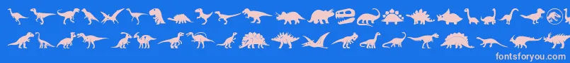 Dinosaur Icons-fontti – vaaleanpunaiset fontit sinisellä taustalla