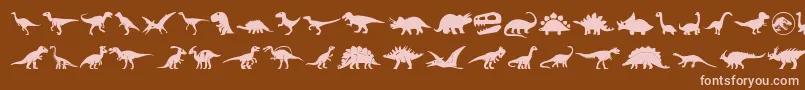 Fonte Dinosaur Icons – fontes rosa em um fundo marrom