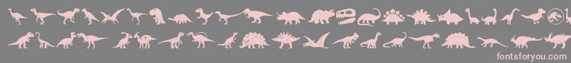 Fonte Dinosaur Icons – fontes rosa em um fundo cinza