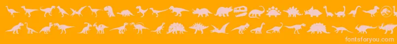 Dinosaur Icons Font – Pink Fonts on Orange Background