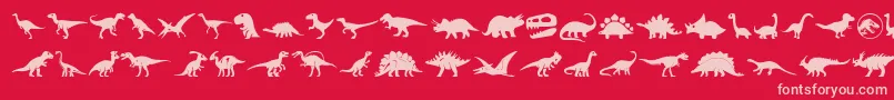 Czcionka Dinosaur Icons – różowe czcionki na czerwonym tle