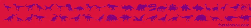 Dinosaur Icons-Schriftart – Violette Schriften auf rotem Hintergrund