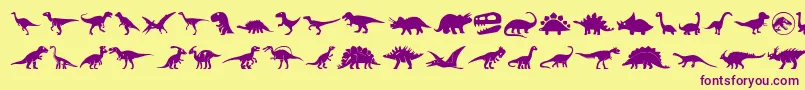 Fonte Dinosaur Icons – fontes roxas em um fundo amarelo