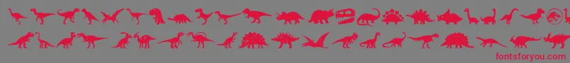 Fonte Dinosaur Icons – fontes vermelhas em um fundo cinza