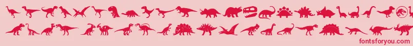 Dinosaur Icons-Schriftart – Rote Schriften auf rosa Hintergrund