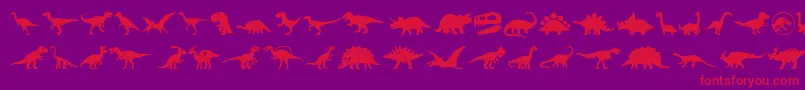 Fonte Dinosaur Icons – fontes vermelhas em um fundo violeta