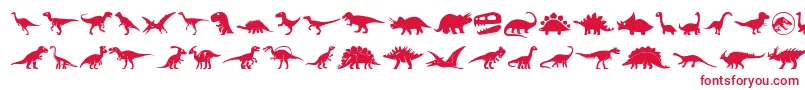 Dinosaur Icons Font – Red Fonts on White Background