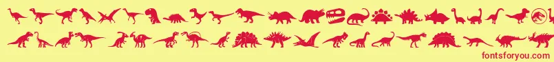 Шрифт Dinosaur Icons – красные шрифты на жёлтом фоне