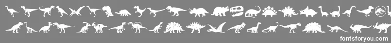 Dinosaur Icons-Schriftart – Weiße Schriften auf grauem Hintergrund