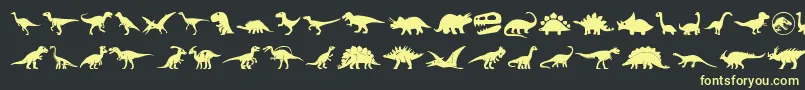 Dinosaur Icons-Schriftart – Gelbe Schriften auf schwarzem Hintergrund