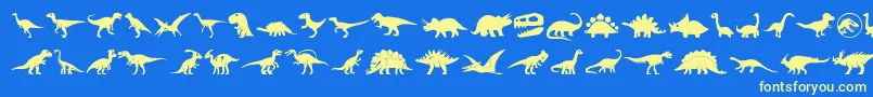 Dinosaur Icons Font – Yellow Fonts on Blue Background