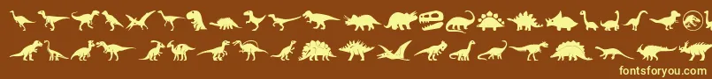 Fonte Dinosaur Icons – fontes amarelas em um fundo marrom