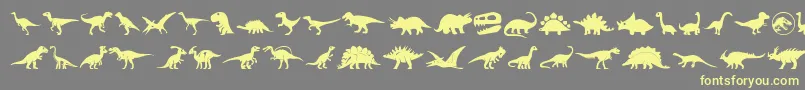 Dinosaur Icons-Schriftart – Gelbe Schriften auf grauem Hintergrund