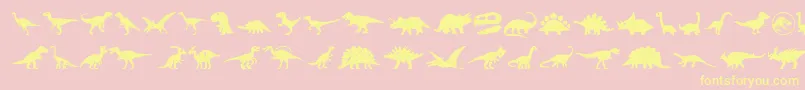 Dinosaur Icons-Schriftart – Gelbe Schriften auf rosa Hintergrund