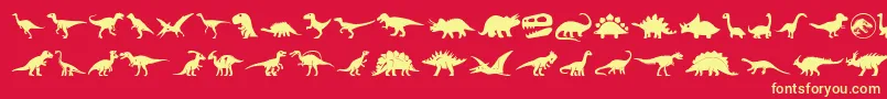 Dinosaur Icons-fontti – keltaiset fontit punaisella taustalla