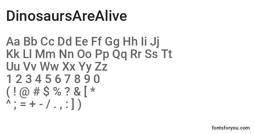 A fonte DinosaursAreAlive (125109) – alfabeto, números, caracteres especiais
